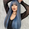 Long Wig with Bangs Blue 