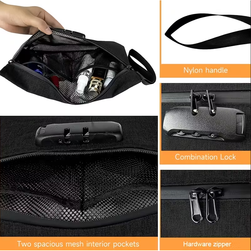 Smell-Proof Lockable Storage Pouch Black