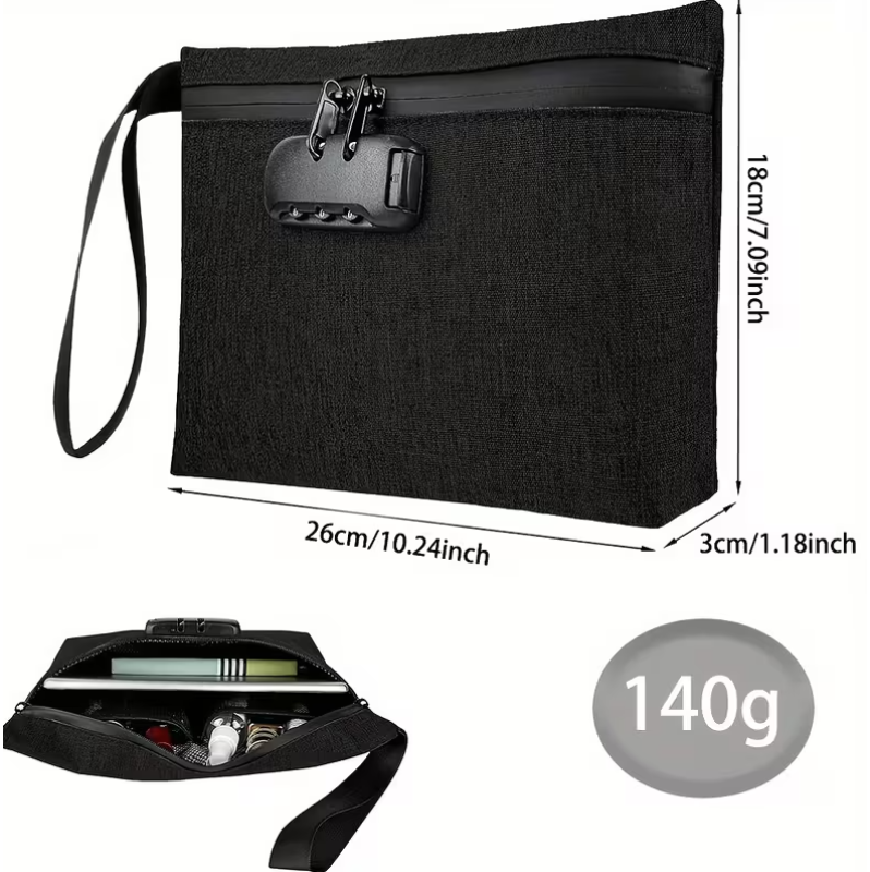 Smell-Proof Lockable Storage Pouch Black