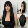 Long Straight Wig with Bangs Black 61cm