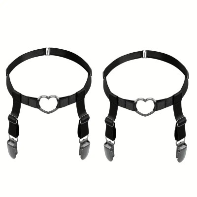 2pcs Garters with Heart Black 2pcs Garters with Heart Black
