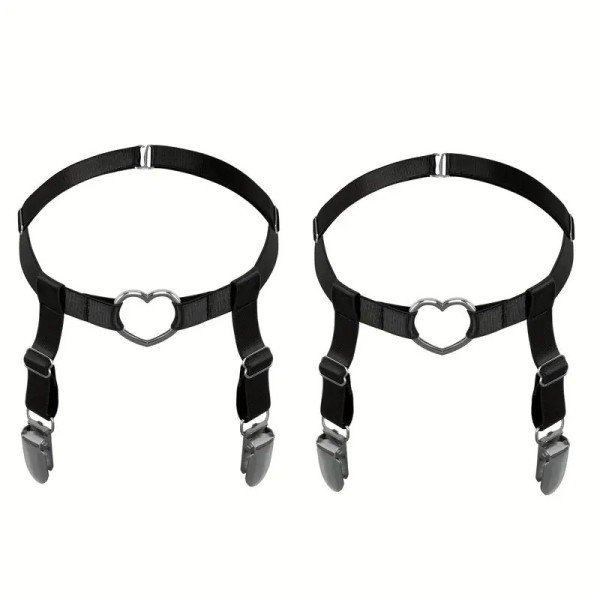 2pcs Garters with Heart Black