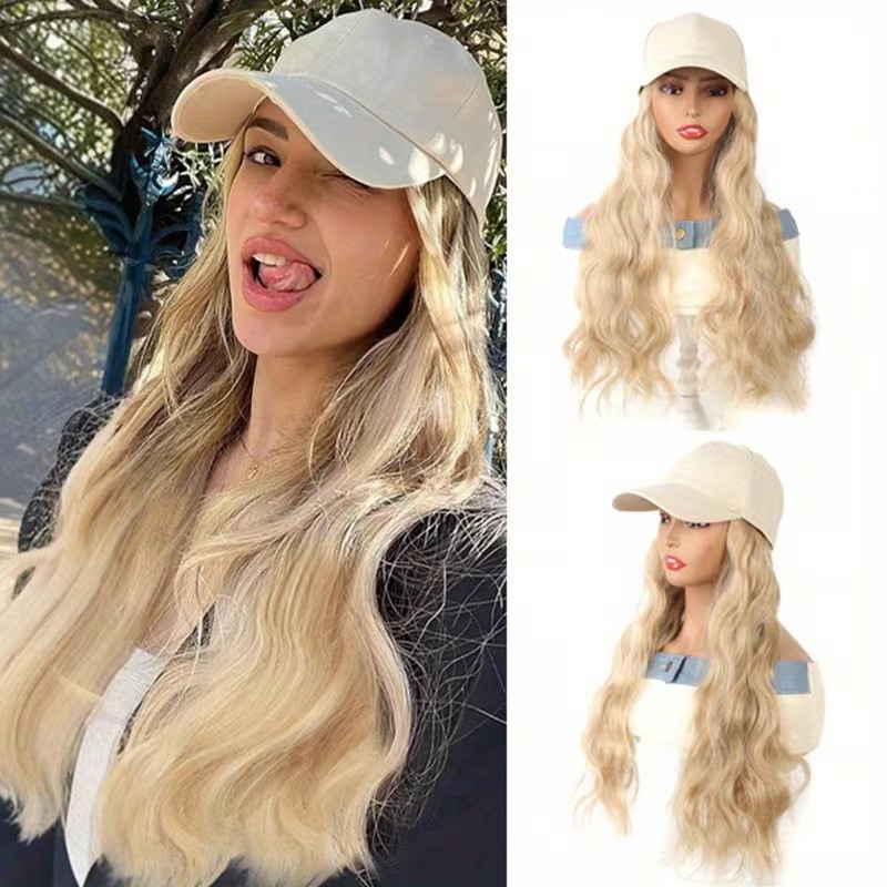 Long Wavy Wig Blonde with Baseball Cap Love Market Long Wavy Wig Blonde with Baseball Cap Wigs