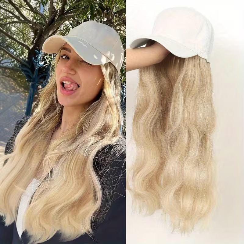 Long Wavy Wig Blonde with Baseball Cap Love Market Long Wavy Wig Blonde with Baseball Cap Wigs