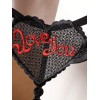 G-string with Pearl Chain Love You Black