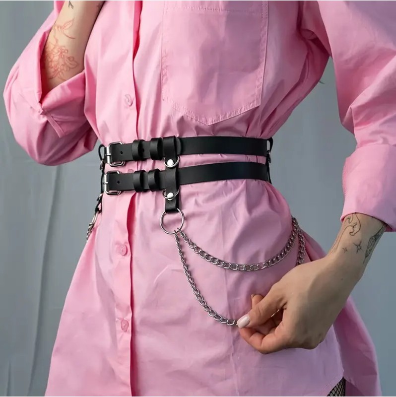 Ζώνη Harness με Αλυσίδες Xenia Μαύρη