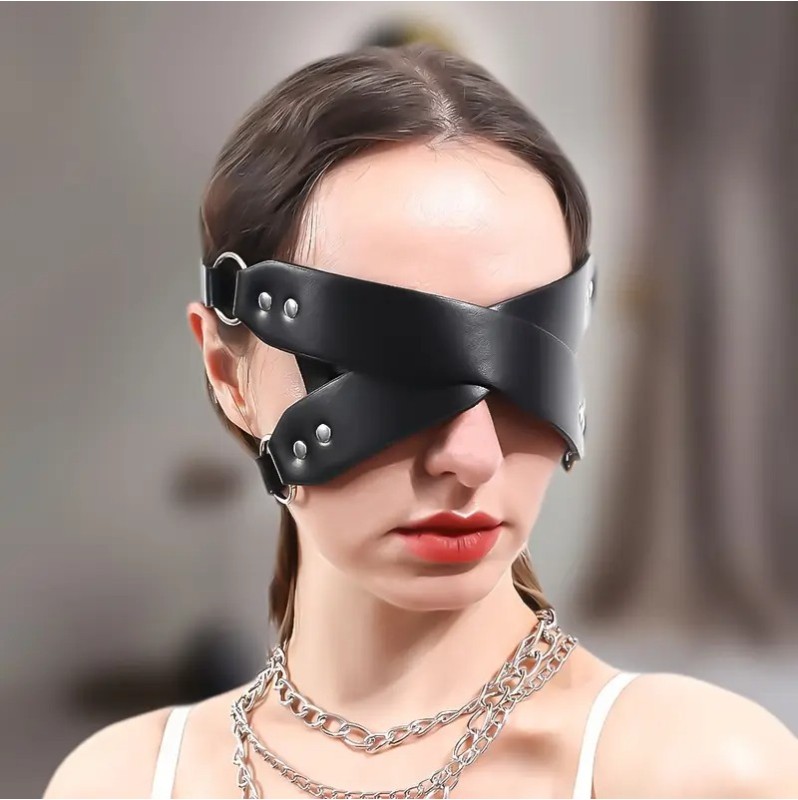 Fetish Leather Eye Mask Black