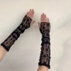 Floral Lace Gloves Black