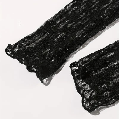 Floral Lace Gloves Black Floral Lace Gloves Black