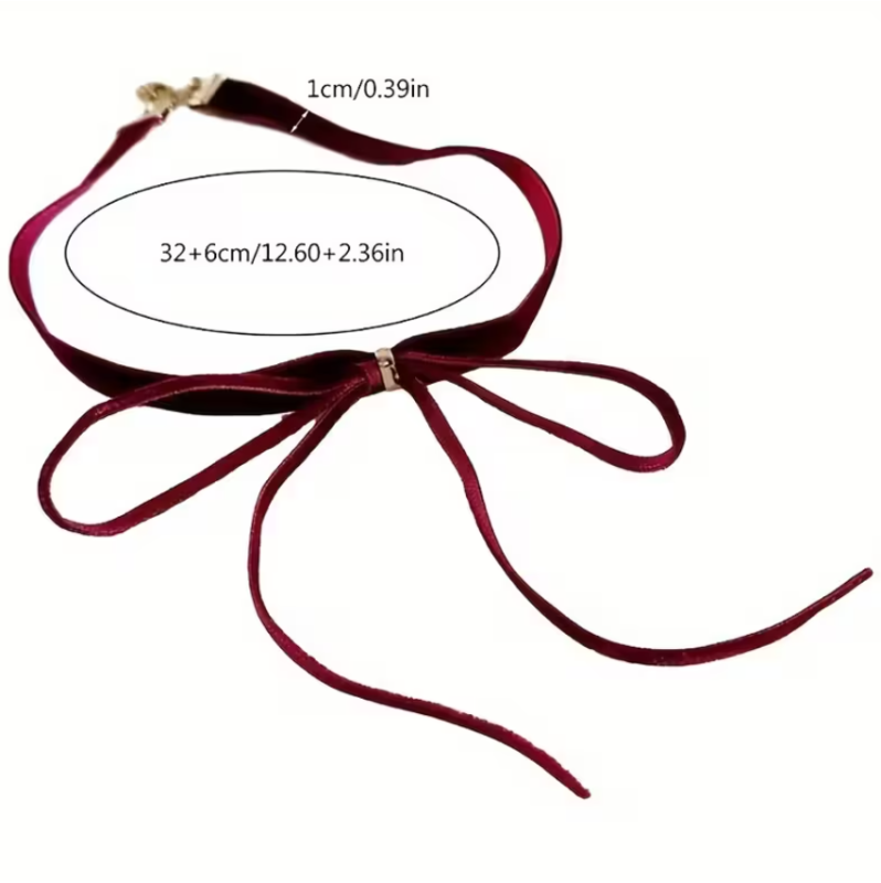 Velvet Bow Choker Red