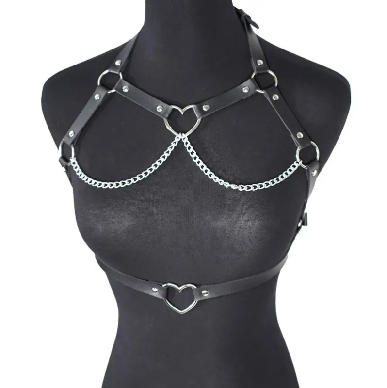 Harness Top με Καρδιές Μαύρο