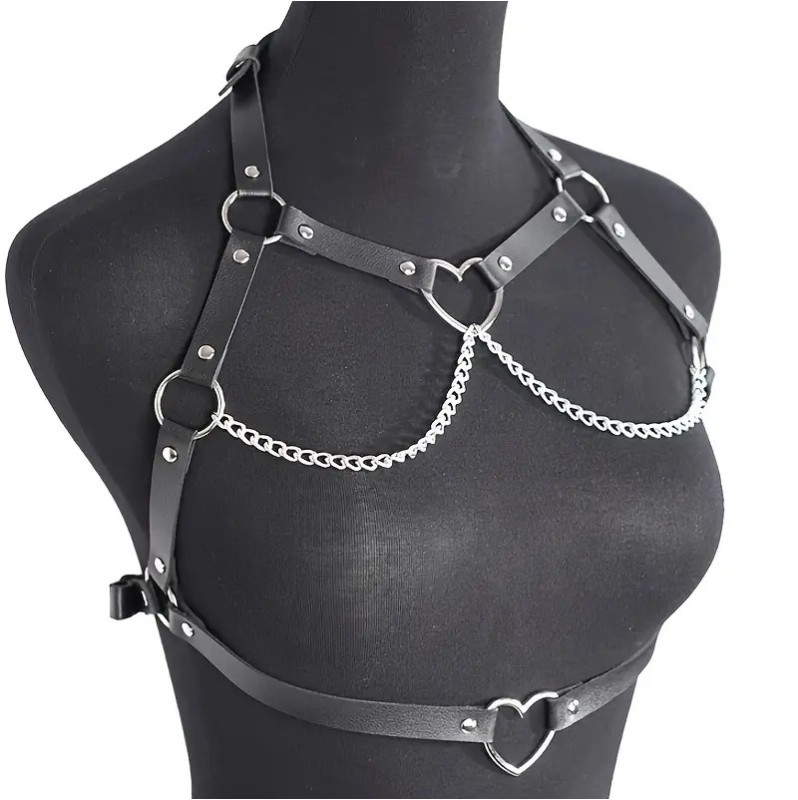 Harness Top με Καρδιές Μαύρο