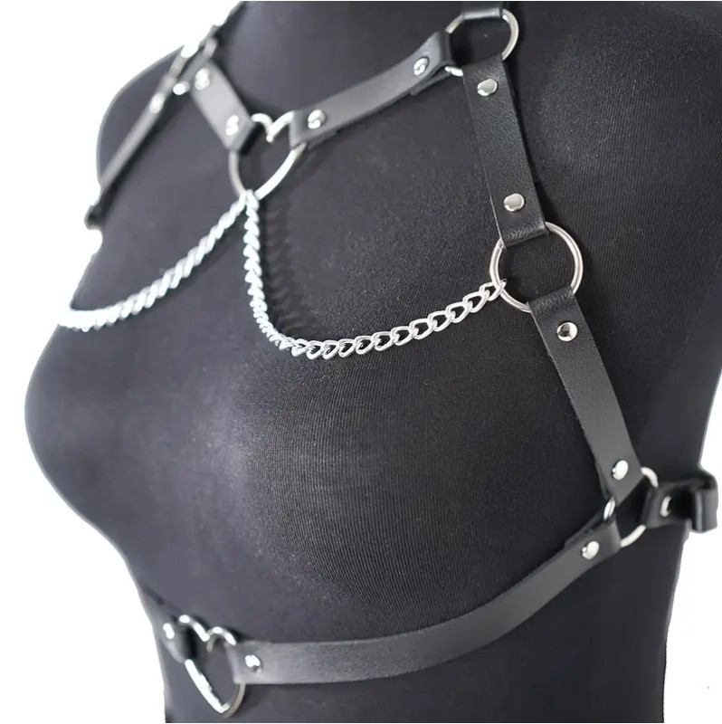 Harness Top με Καρδιές Μαύρο