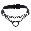 Collar with Double Chain Heart Matte Black 