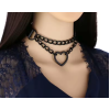 Collar with Double Chain Heart Matte Black 