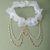 Garter with Perals and Chain White