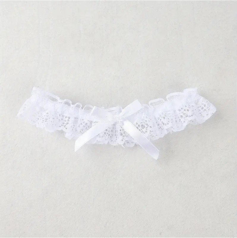 Lace Garter Bowknot White