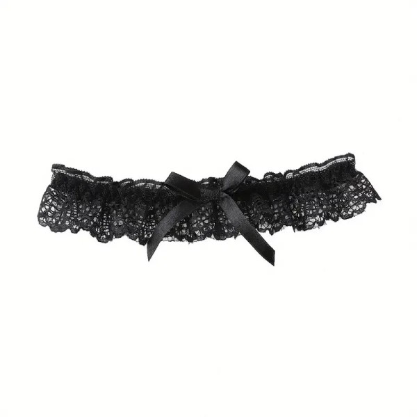 Lace Garter Bowknot Black