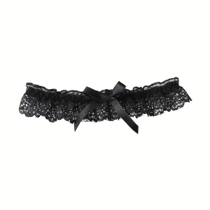 Lace Garter Bowknot Black