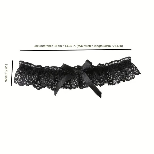 Lace Garter Bowknot Black