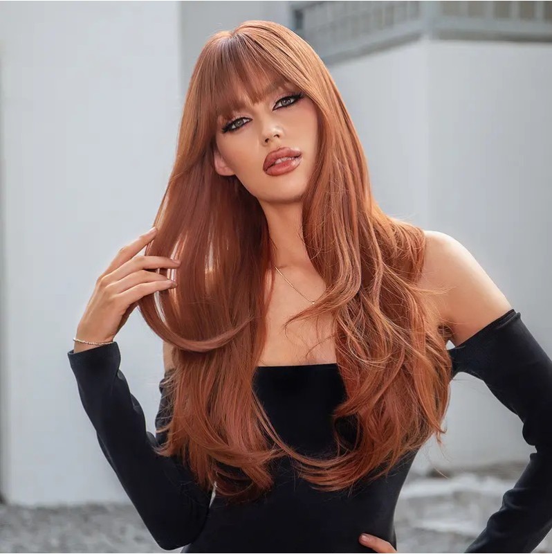 Long Wig with Bangs Copper