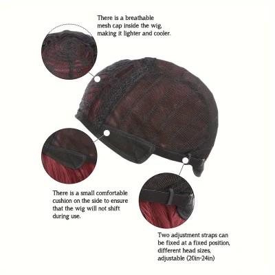 Κόκκινη Ίσια Περούκα Μακρύ Καρέ με Αφέλειες Κόκκινη Ίσια Περούκα Μακρύ Καρέ με Αφέλειες