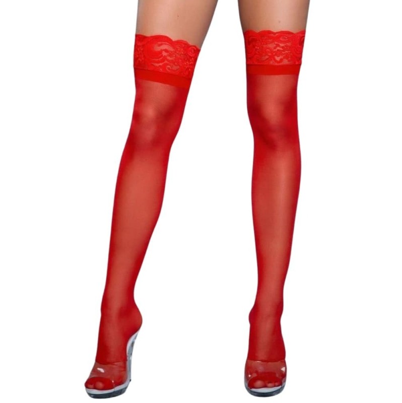 Fishnet Stockings Lace Red