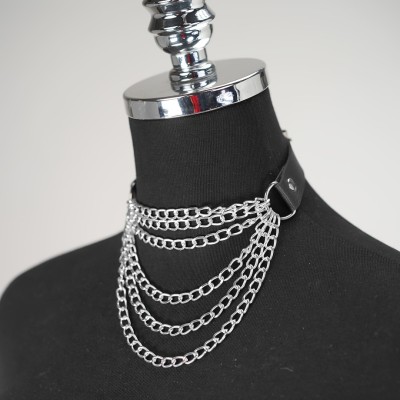 Layered Chain Collar Love Market Black Layered Chain Collar Love Market Black