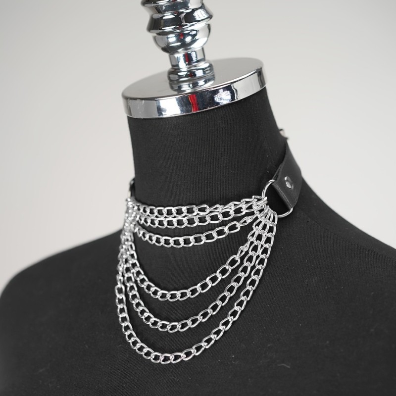 Layered Chain Collar Love Market Black