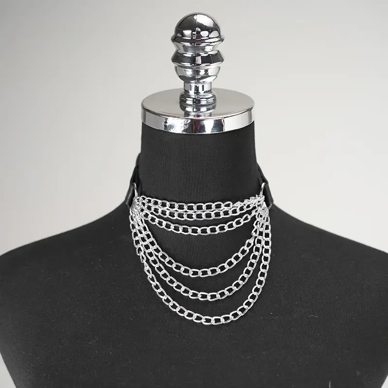 Layered Chain Collar Love Market Black