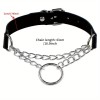 Collar with Double Chain and Hoop Black