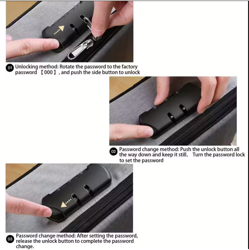 Sex Toy Storage Case with Combination Lock Black