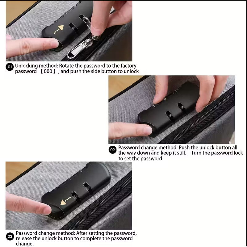 Sex Toy Storage Case with Combination Lock Black