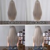 Long Straight Wig with Bangs Grey 