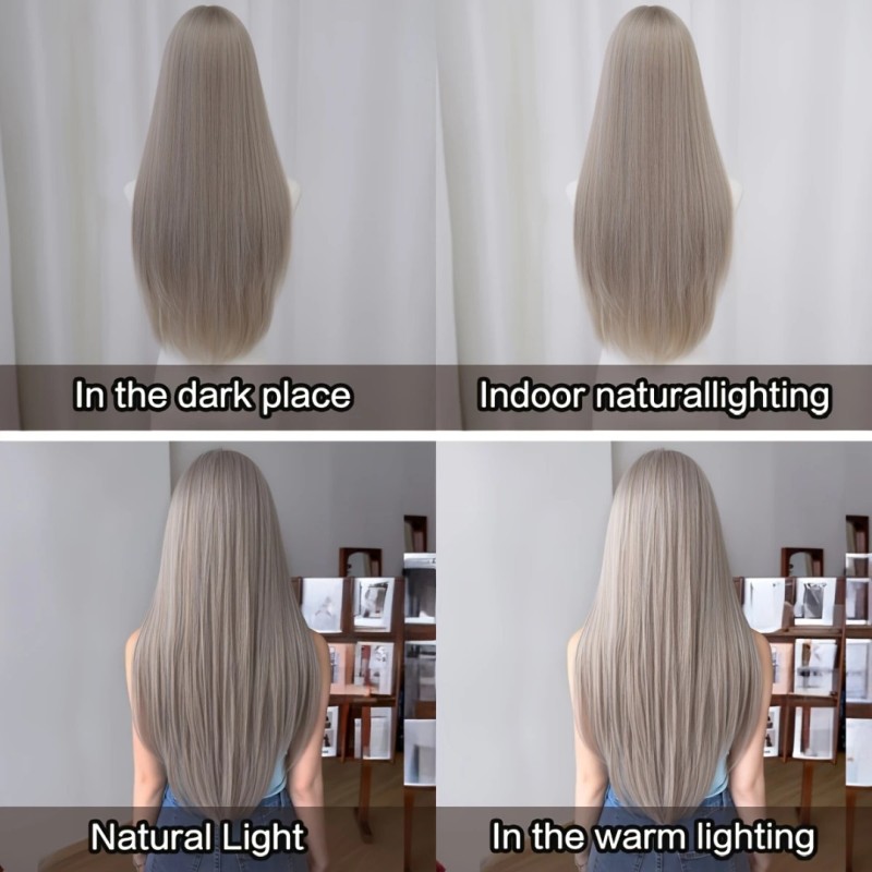 Long Straight Wig with Bangs Grey Long Straight Wig with Bangs Grey