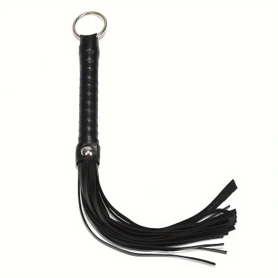 PU Leather Flogger with Hoop Love Market Black PU Leather Flogger with Hoop Love Market Black