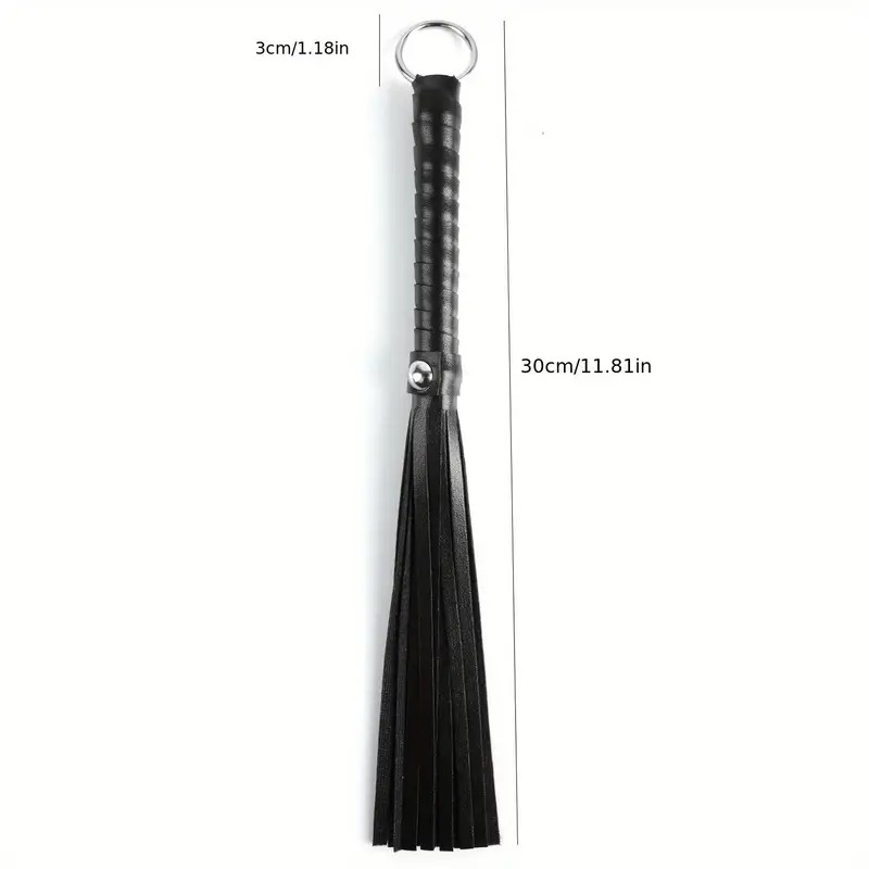 PU Leather Flogger with Hoop Love Market Black