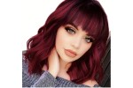 Long Bob with Bangs Wig Bordeaux