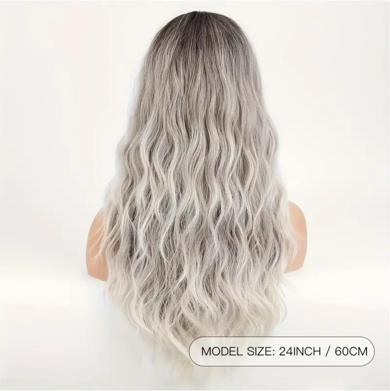 Ombre Long Curly Wig Grey