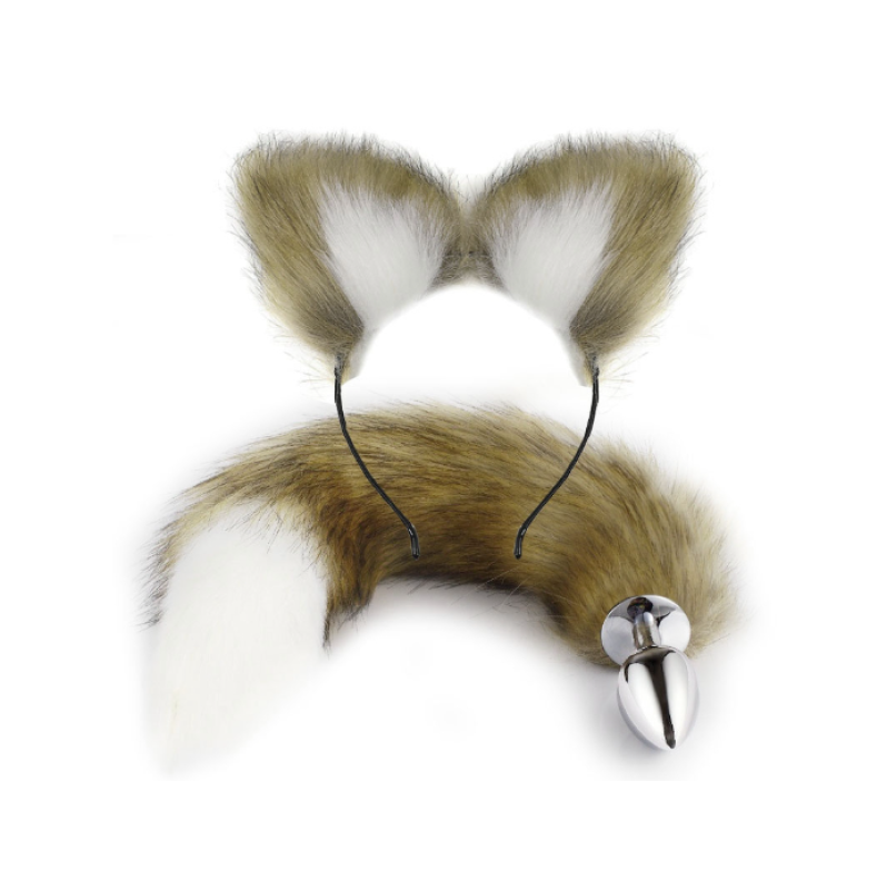 Fox Tail and Ears Set Love Market Brown