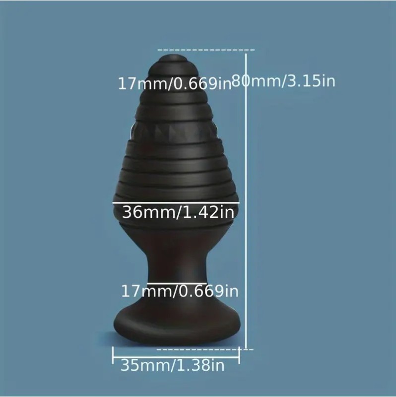 Butt Plug With Jewel  Drill Thread Medium Black