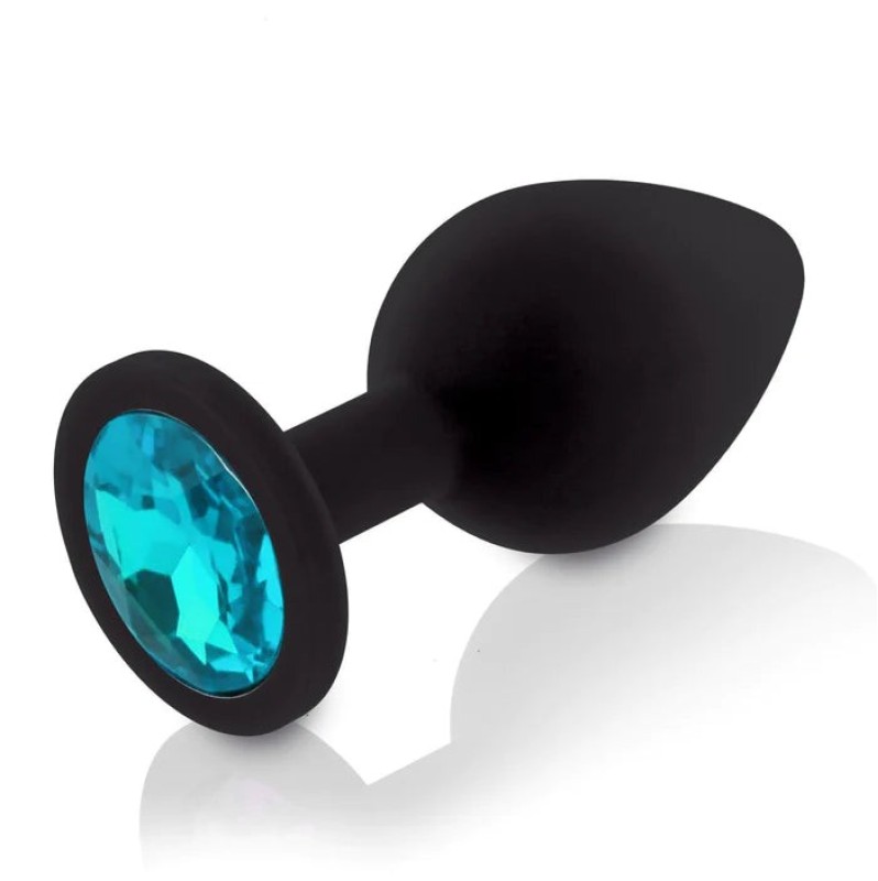 Butt Plug With Jewel Small Light Blue