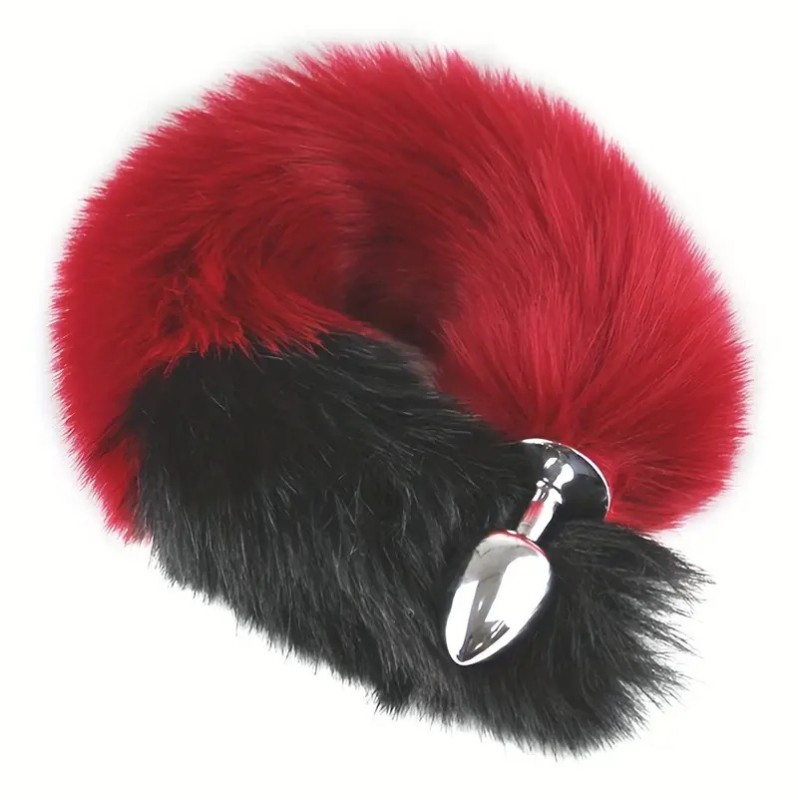 Butt Plug Fox Tail SM Red/Black