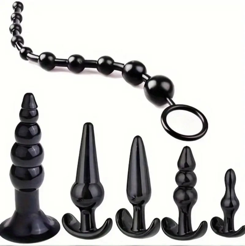 Butt Plug & Anal Beads Set Love Market Black