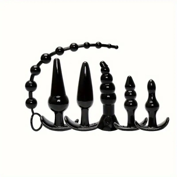Butt Plug & Anal Beads Set Love Market Black
