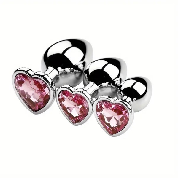 Butt Plug With Heart Jewel Trainer Kit Pink