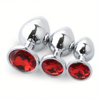 Butt Plug With Jewel Trainer Kit Red Butt Plug With Jewel Trainer Kit Red