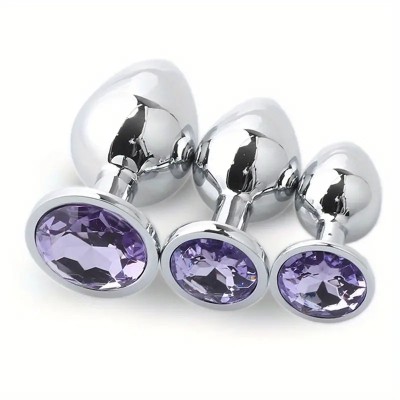 Butt Plug With Jewel Trainer Kit Purple Butt Plug With Jewel Trainer Kit Purple