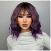 Long Bob with Bangs Wig Purple