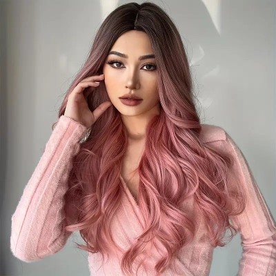 Long Wavy Wig Ombre Pink Long Wavy Wig Ombre Pink